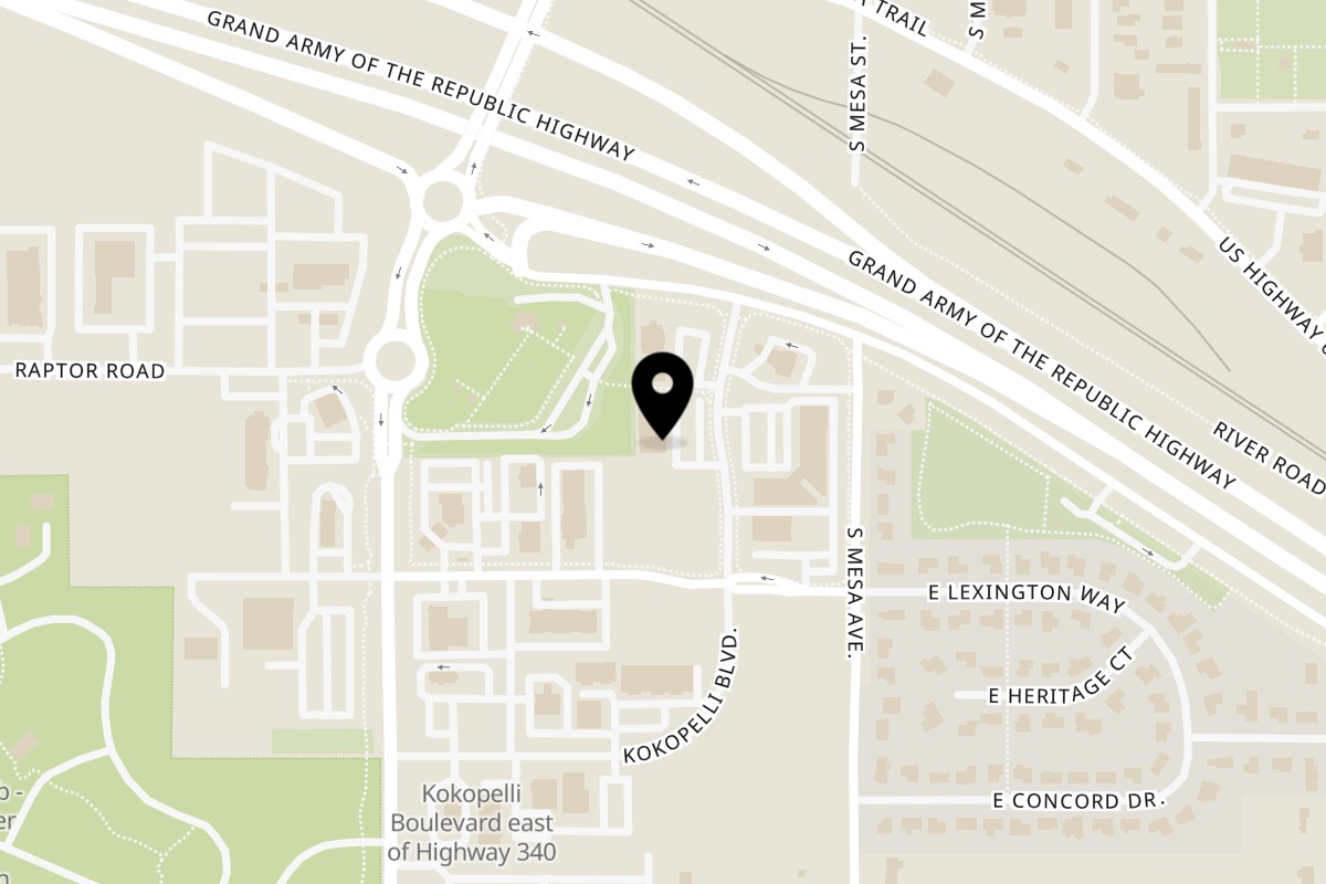 Map showing the location of Rib City Fruita on 455 Kokopelli Dr STE E in Fruita